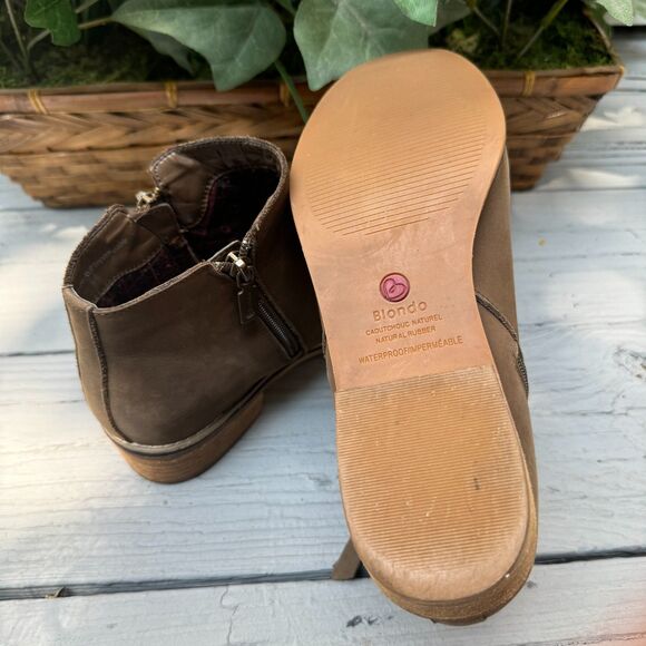 Blondo Dark Taupe Waterproof Liam Boots Comfortable Leather Chelsea Ankle Bootie - Picture 7 of 8